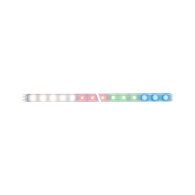 Kleurrijke LED-strip met warmwit, rood, groen en blauw licht voor veelzijdige verlichting.