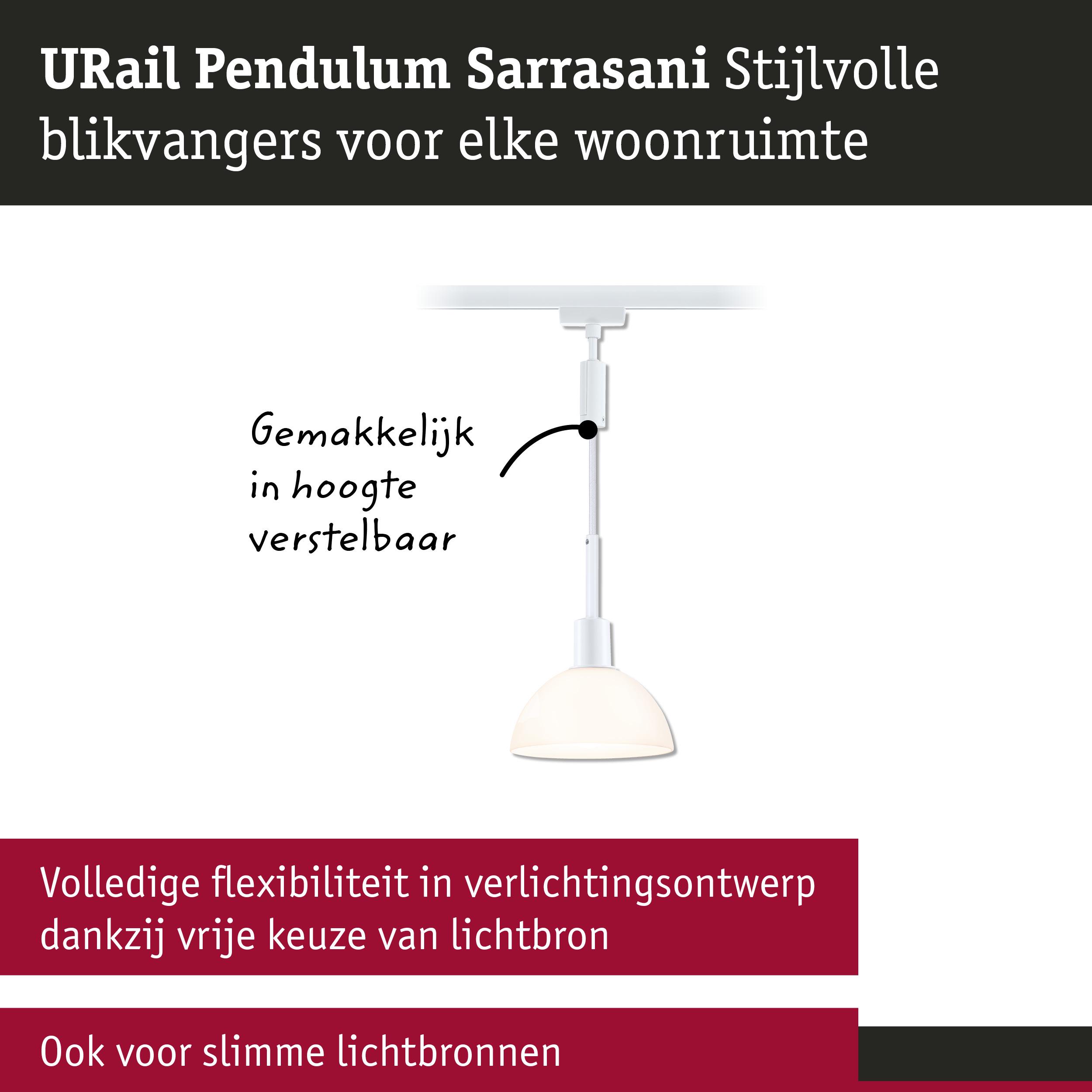 URail Pendulum Sarrasani witte hanglamp met in hoogte verstelbare pendel en flexibele lichtbron