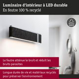 Luminaire mural LED durable en feutre recyclé gris foncé atténuant le bruit ambiant