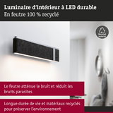 Luminaire mural LED durable en feutre recyclé gris foncé atténuant le bruit ambiant