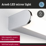 Arneb LED mirror light with satin acrylic cover and chrome magnetic side covers for bathroom lighting