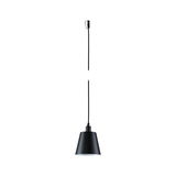 Schwarze Metall-Pendelleuchte mit konischem Schirm und langem Kabel für moderne Innenbeleuchtung