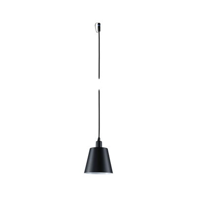 Schwarze Metall-Pendelleuchte mit konischem Schirm und langem Kabel für moderne Innenbeleuchtung