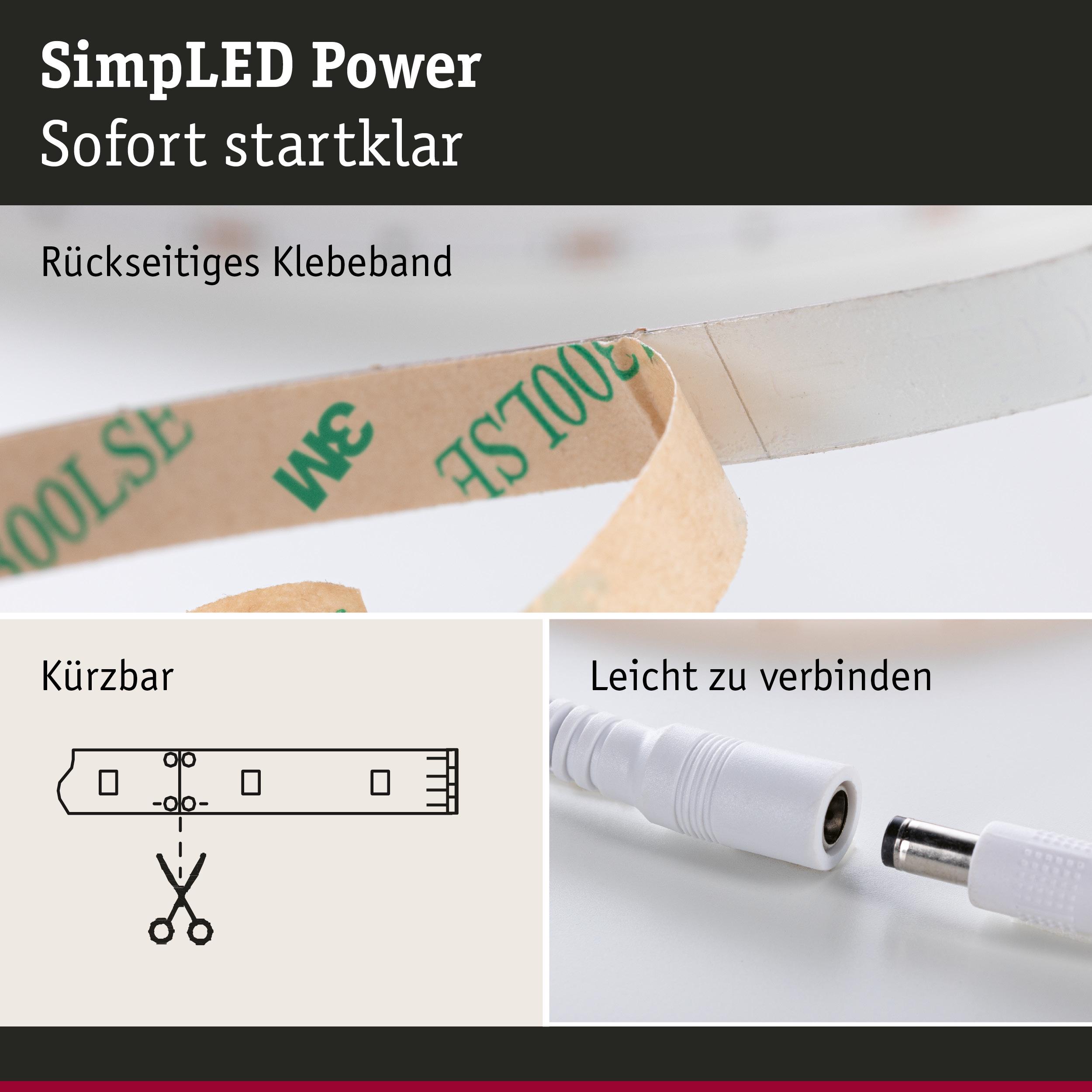 LED-Streifen mit rückseitigem Klebeband, schneidbar und leicht zu verbindendem weißen Steckverbinder