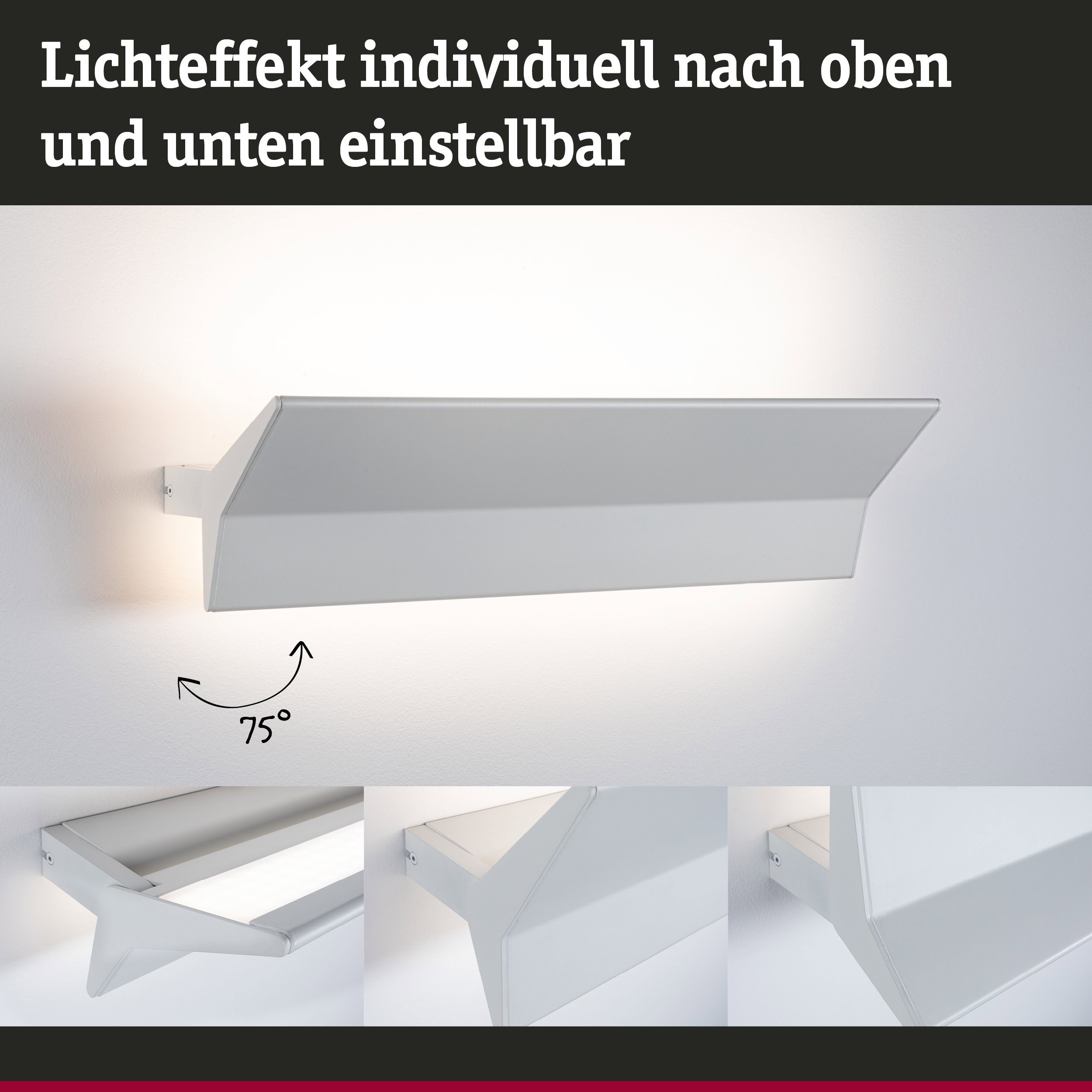Weißer Aluminium-Wandleuchter mit verstellbarem Lichtwinkel bis 75 Grad für flexible Beleuchtung