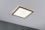 Square ceiling light with black frame and warm white LED for modern interior lighting