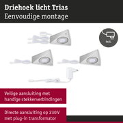 Driehoekige LED-inbouwspots van roestvrij staal met eenvoudige montage en plug-in transformator voor woonverlichting