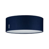 Ronde plafondlamp met donkerblauwe stoffen kap en witte diffuser voor moderne verlichting
