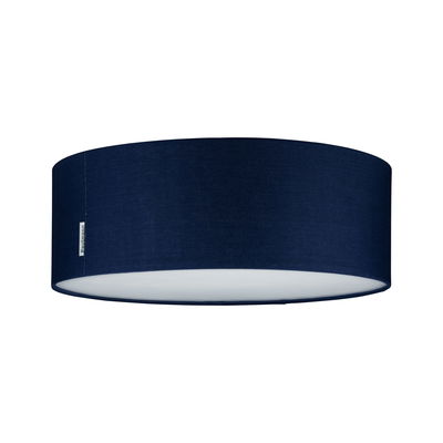 Plafonnier rond avec abat-jour en tissu bleu foncé et diffuseur blanc pour éclairage moderne
