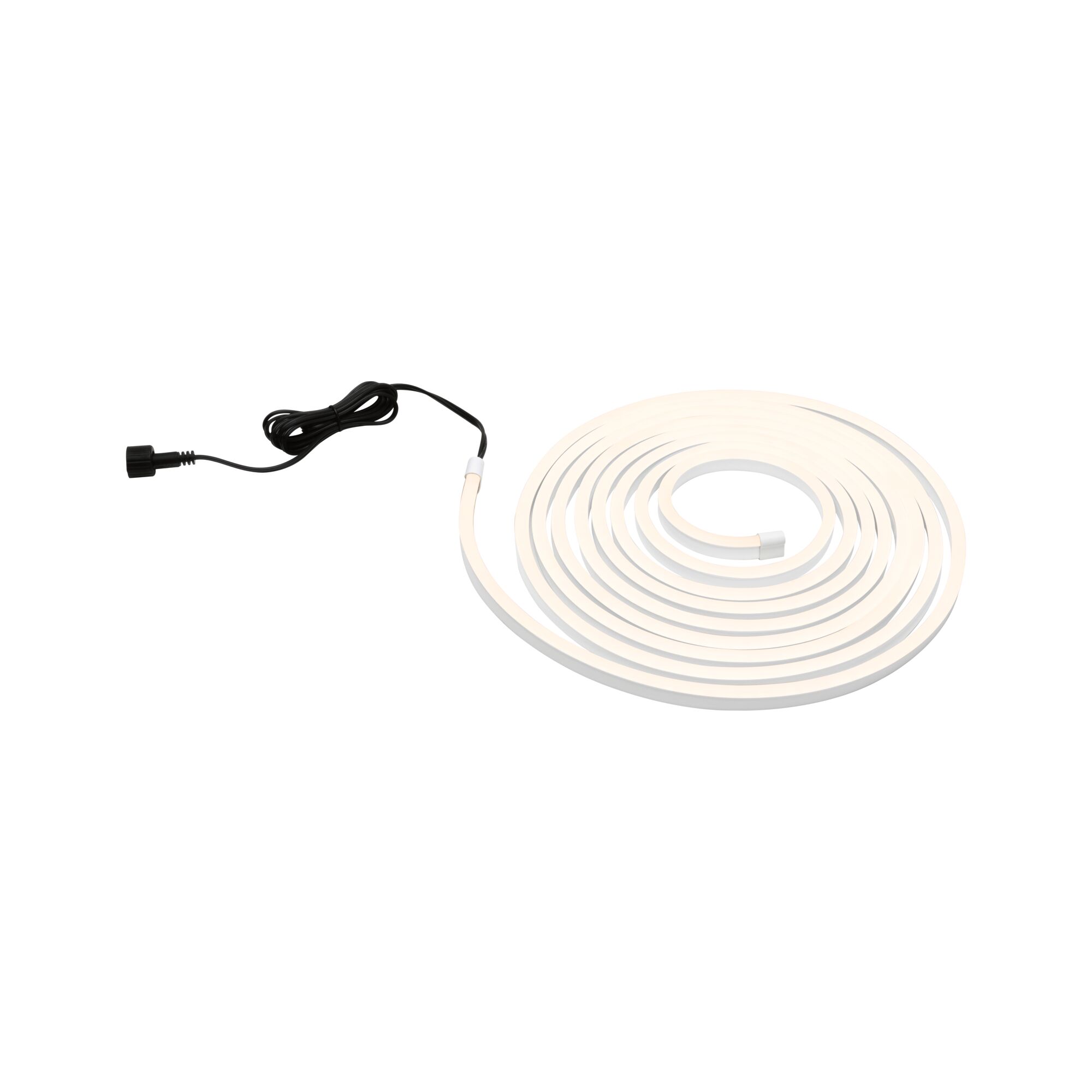 Flexibele warmwitte LED-strip met zwarte aansluitkabel voor veelzijdige verlichtingsopties
