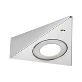 Triangular recessed LED light in brushed stainless steel with warm white light for modern interiors