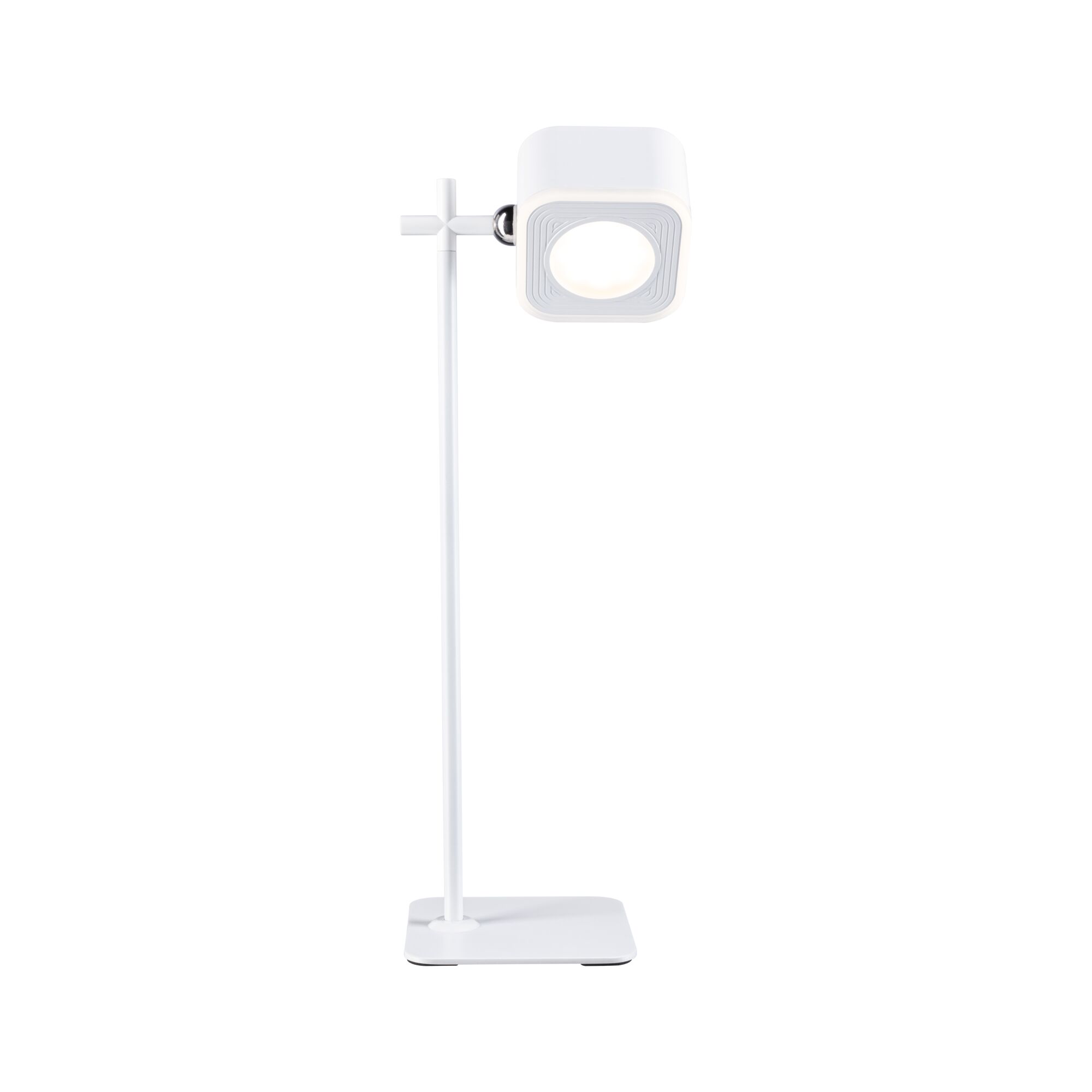 Lampe de bureau LED blanche moderne en métal avec tête carrée réglable pour bureau et maison