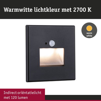 Zwart indirect oriëntatielicht met warmwitte LED en 120 lumen helderheid
