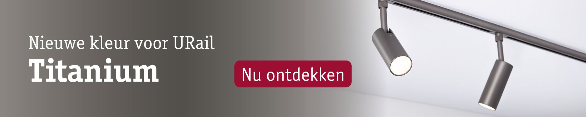 Titaniumkleurige metalen URail spots voor railsysteem met modern design en flexibele verlichting