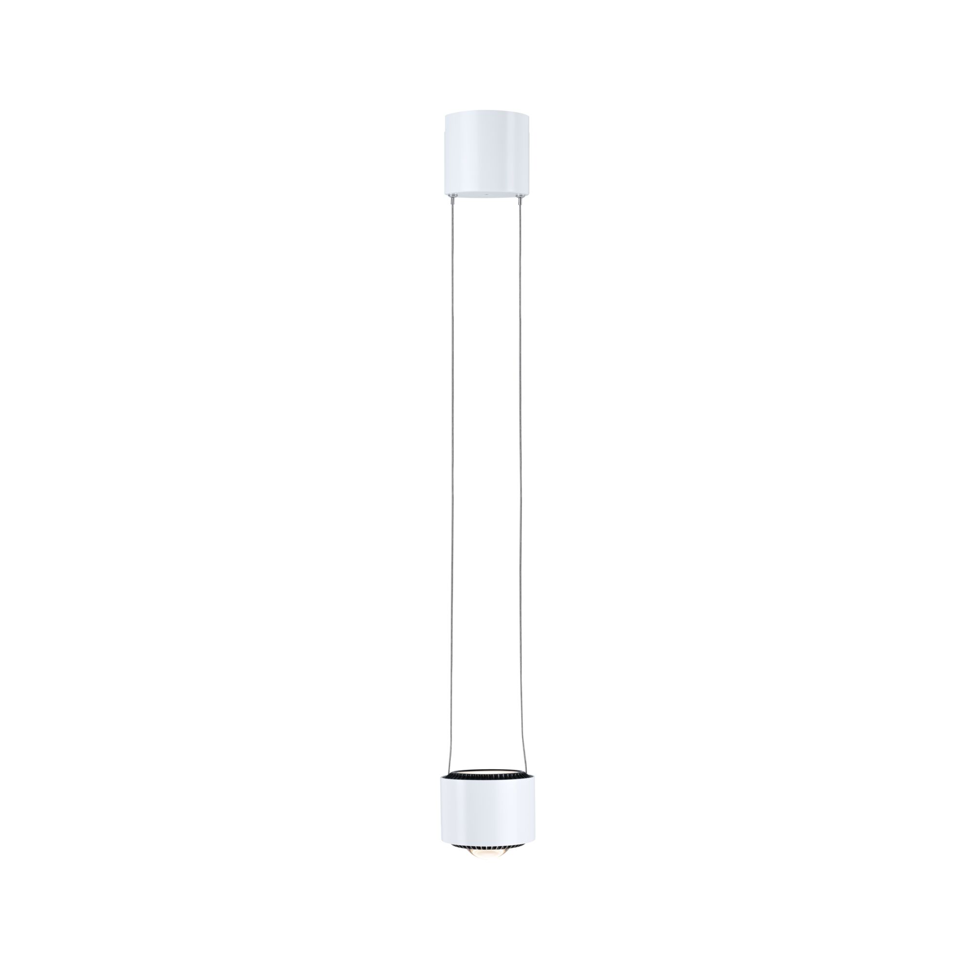 Moderne weiße LED-Pendelleuchte aus Metall mit schlankem Design für stilvolle Raumbeleuchtung