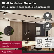 Luminaire de plafond URail Pendulum Alejandro noir avec fonction 3-step dim intégrée pour salon