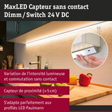 Éclairage LED sous meuble de cuisine avec capteur sans contact MaxLED, variation d'intensité, lumière blanc chaud
