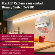 Éclairage LED sous meuble blanc avec variateur et interrupteur sans contact pour cuisine