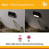 Solarbetriebene Außenwandleuchte in Schwarz mit Akku, lädt 8 Stunden Sonnenlicht, 12 Stunden Leuchtdauer
