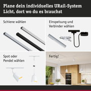 Modulares URail-Schienensystem in Schwarz und Weiß mit Spots und Pendelleuchten für flexible Raumbeleuchtung