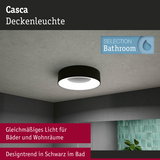 Schwarze Casca Deckenleuchte aus Metall mit gleichmäßigem Licht für Badezimmer und Wohnräume