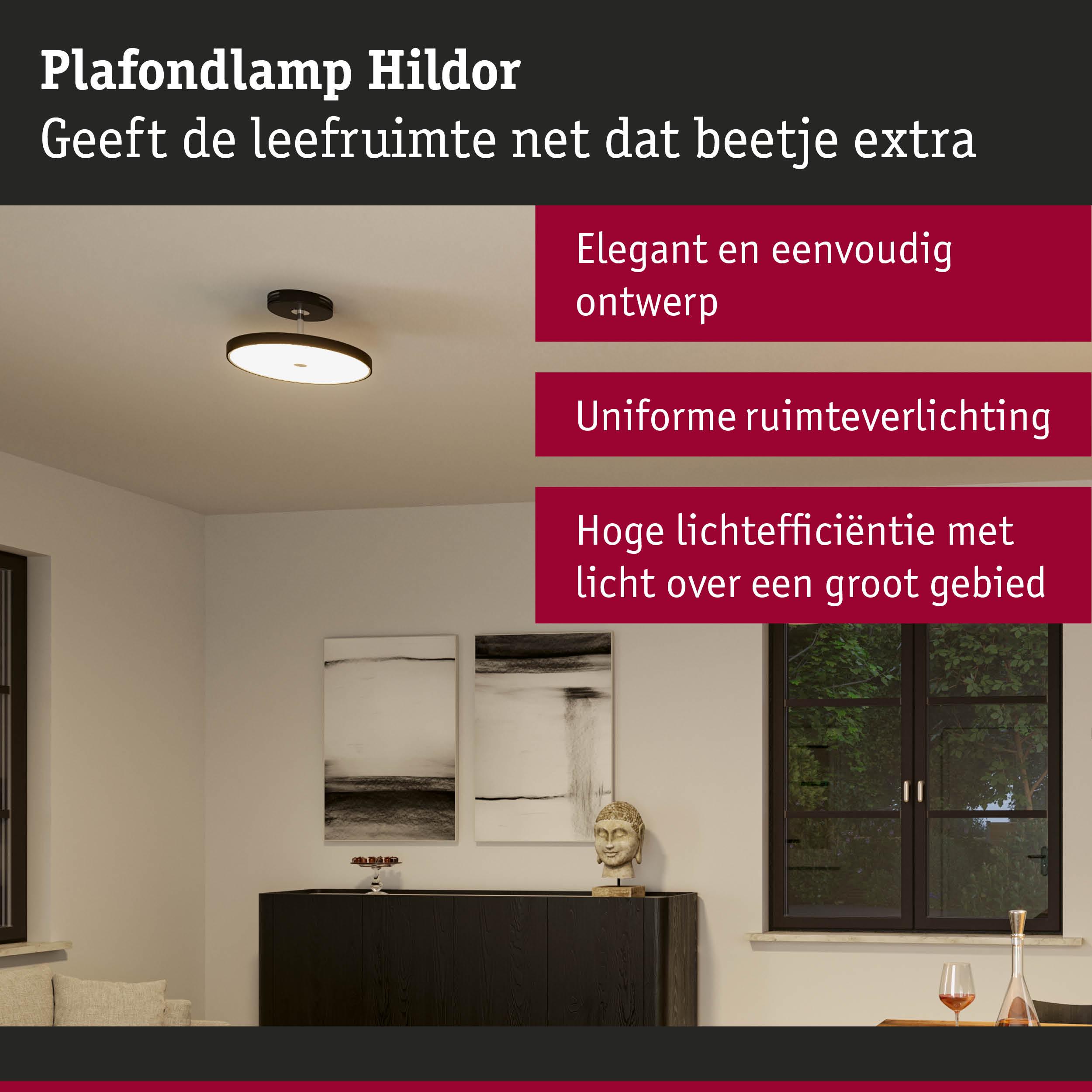 Moderne plafondlamp Hildor met elegant ontwerp en uniforme verlichting in zwart-wit uitvoering