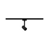 Black metal LED spotlight on track system for flexible room lighting solutions