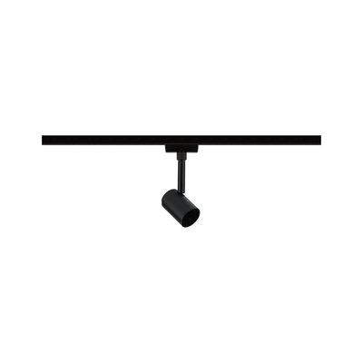 Black metal LED spotlight on track system for flexible room lighting solutions