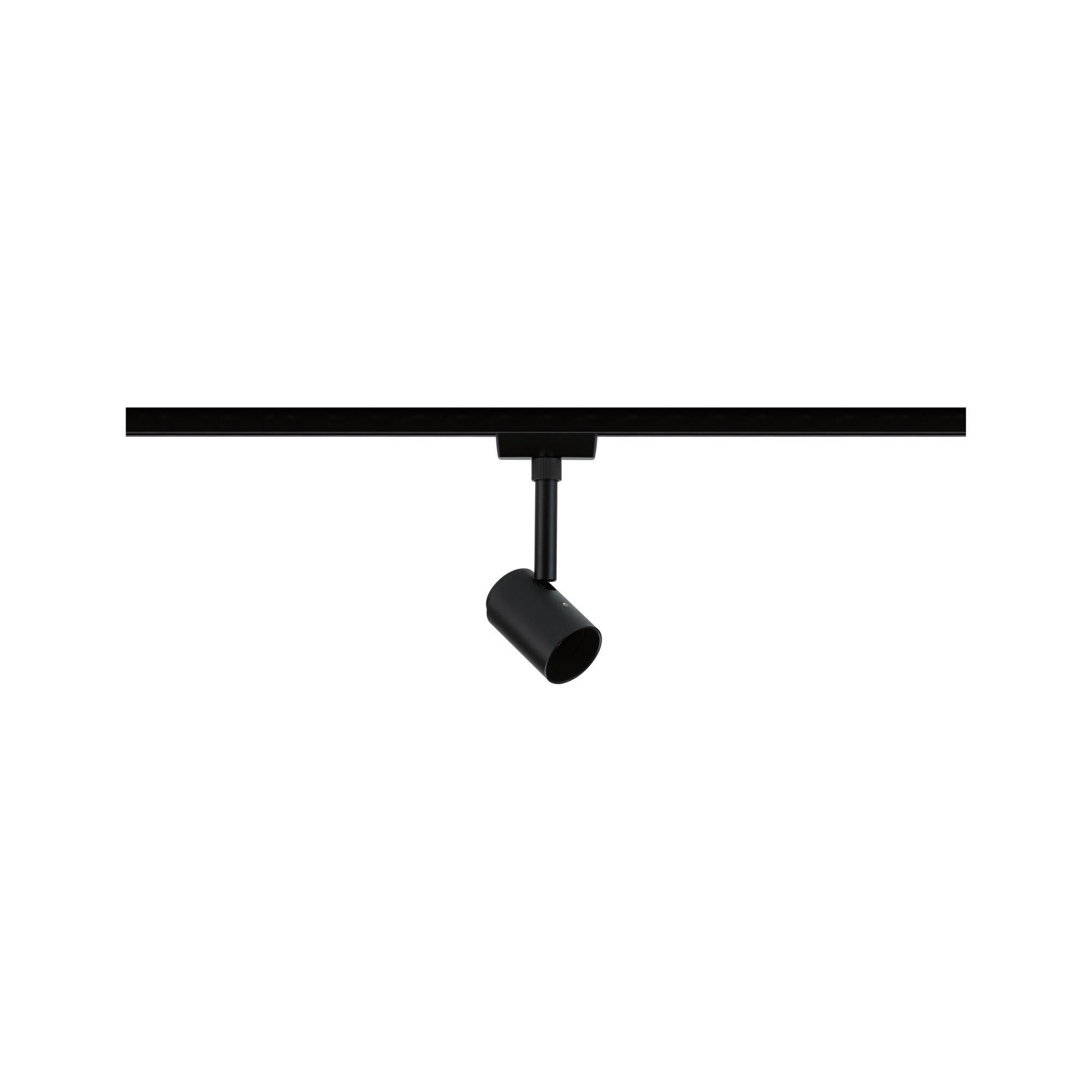 Black metal LED spotlight on track system for flexible room lighting solutions