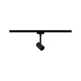 Black metal LED spotlight on track system for flexible room lighting solutions