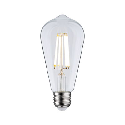 Clear LED filament bulb with E27 base and warm white light for energy-efficient lighting solutions
