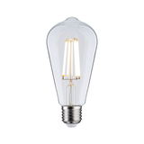 Clear LED filament bulb with E27 base and warm white light for energy-efficient lighting solutions
