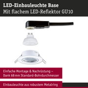 Weiße LED-Einbauleuchte mit robustem Metallring und GU10 LED-Reflektor für einfache Montage