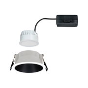 Weißer LED-Einbaustrahler mit schwarzem Reflektor und externem Treiber für moderne Innenbeleuchtung