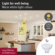 Warm white LED spotlight with 36° beam angle and 25000 hours long lifetime for comfortable home lighting