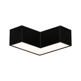 Schwarze LED-Deckenleuchte in V-Form mit mattem Aluminiumgehäuse und warmweißem Licht für moderne Räume
