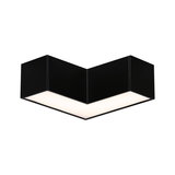Black V-shaped LED ceiling light with matte aluminum housing and warm white light for modern interiors