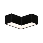 Black V-shaped LED ceiling light with matte aluminum housing and warm white light for modern interiors