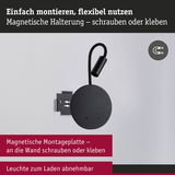 Schwarze magnetische Wandlampe mit flexibler Halterung und abnehmbarer Leuchte zum Laden