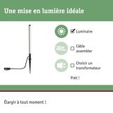 Luminaire LED noir avec piquet et câble pour éclairage extérieur