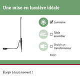 Luminaire LED noir avec piquet et câble pour éclairage extérieur