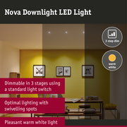 LED Downlight 3-Step-Dim Nova Coin Basic Set Swivelling round 84mm 50° Coin 3x6W 3x470lm 230V dimmable 2700K Chrome