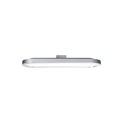 Plafonnier LED plat en aluminium argenté avec diffuseur blanc pour éclairage intérieur moderne