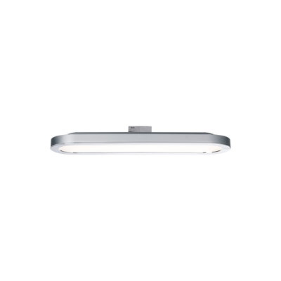Flat silver aluminum LED ceiling light with white diffuser for modern interior lighting