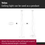Volea white plastic ceiling light convertible to pendant with adjustable suspension length