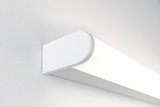 Modern white LED wall light with rounded edge made of metal for indoor lighting