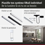Système modulaire URail en aluminium avec alimentation et pendulum blanc pour éclairage LED personnalisable