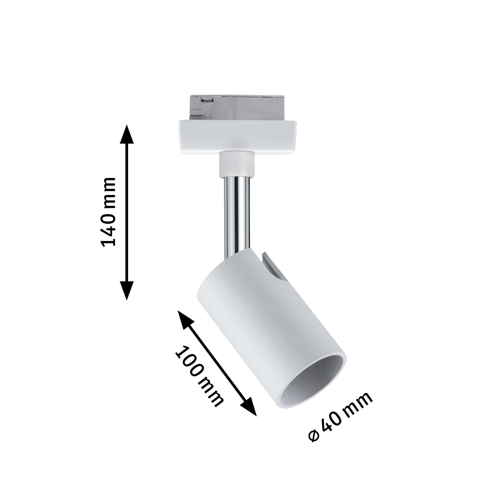 Weißer LED-Strahler aus Metall mit 140 mm Höhe und 40 mm Durchmesser für flexible Beleuchtung
