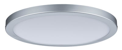 Round ceiling light with silver aluminum frame and white diffuser for modern indoor lighting