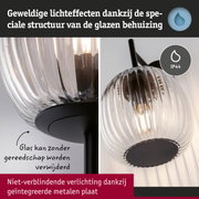 Glazen lamp met speciale structuur en geïntegreerde zwarte metalen plaat voor niet-verblindende verlichting IP44